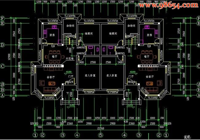 上海某地三层双拼别墅建施图 一楼平面图