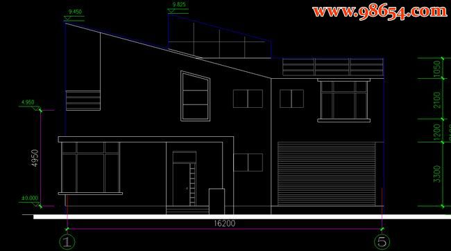 两层234平米农村C2型住宅施工图正立面图