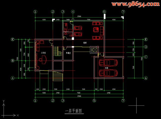 三层5室3厅5卫别墅平立面图一楼平面图