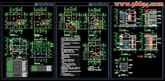 首层99平米3层精巧型别墅图纸全套预览图