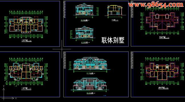 两层7室2厅3卫双拼别墅建筑方案图全套预览图