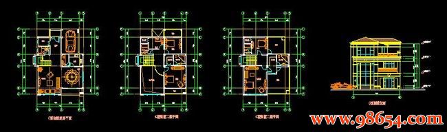 首层面积126平方米3层C型别墅设计施工图全套预览图