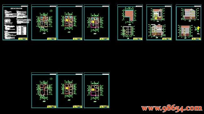 首层面积95平方米3层别墅建筑设计施工图全套预览图