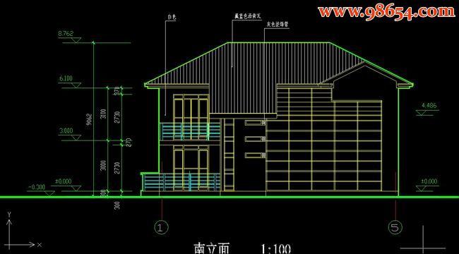 两层300平米现代风格住宅15正立面图