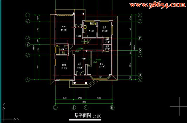 别墅施工图A-08一楼平面图