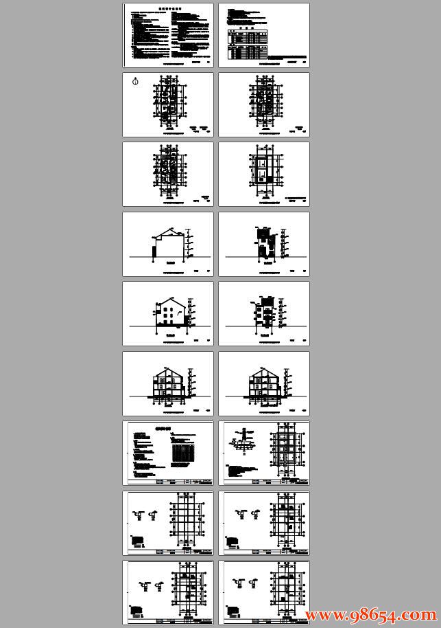 首层面积110平方米3层砖混结构别墅施工图全套预览图