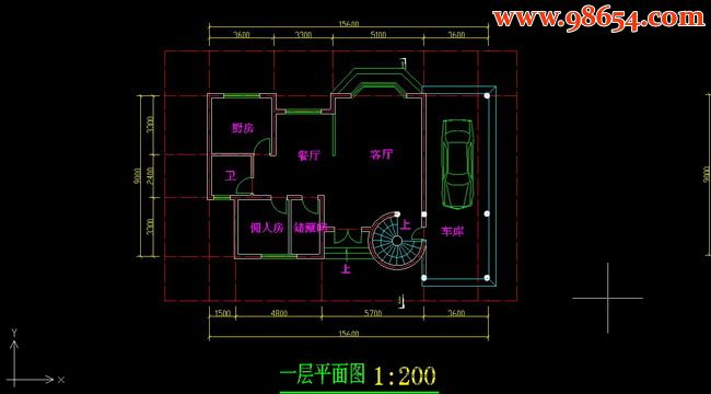 九套三层带庭院别墅设计图一楼平面图