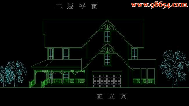 两层326平米M型欧式别墅030正立面图