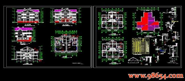 首层面积303平方米三层双拼别墅施工图全套预览图