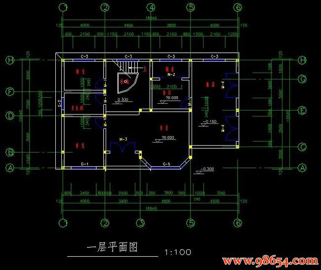 首层面积177平方米2层农村住宅别墅施工图一楼平面图