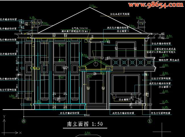 两层别墅设计方案图A-16正立面图