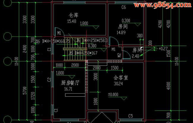 某地新农村建设四层小洋楼建筑施工图一楼平面图