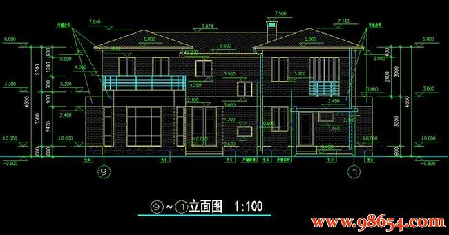 首层面积255平方米2层欧式别墅全套方案图正立面图