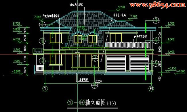 农村二层住宅施工图，简单而美观正立面图