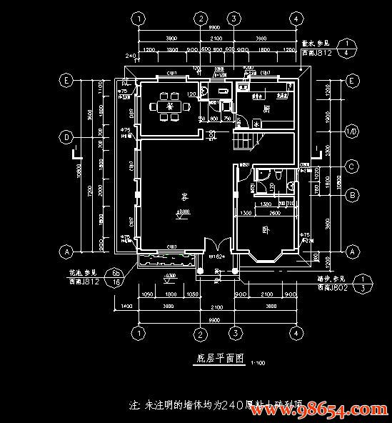 首层面积106平方米2层山区别墅建筑图一楼平面图