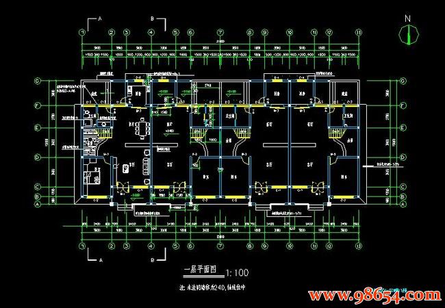 首层面积504平方米2层联体别墅施工图一楼平面图