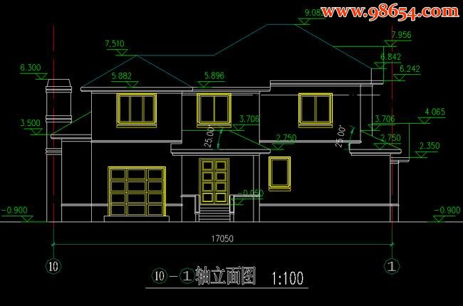 两层253平米黑龙江某别墅住宅设计图正立面图