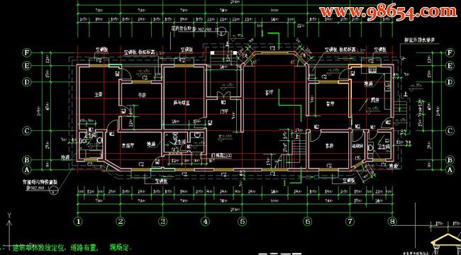 两层5室5厅6卫私家别墅建筑施工图一楼平面图