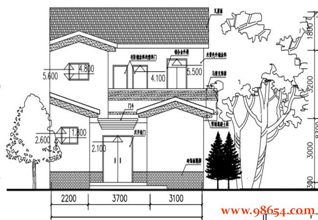 首层面积118平方米二层联排别墅设计图正立面图