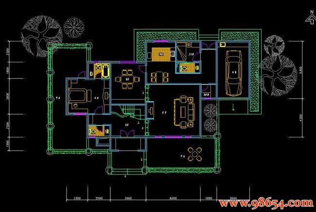 首层面积241平方米2层别墅建筑设计施工图一楼平面图