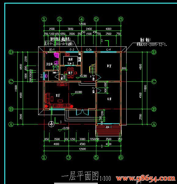 首层面积147平方米3层5室4厅3卫别墅施工图一楼平面图