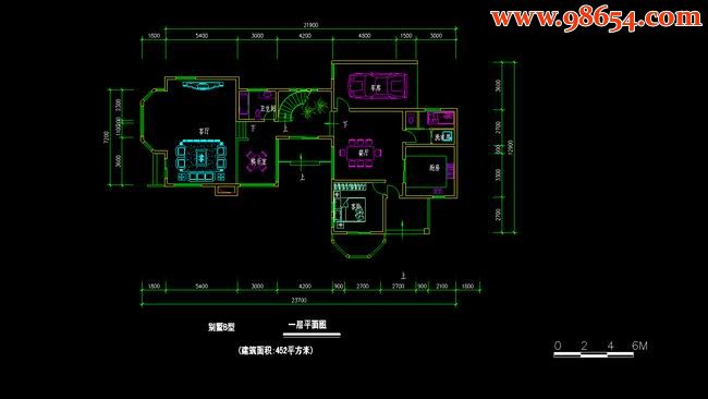 两层452平米别墅经典户型一楼平面图