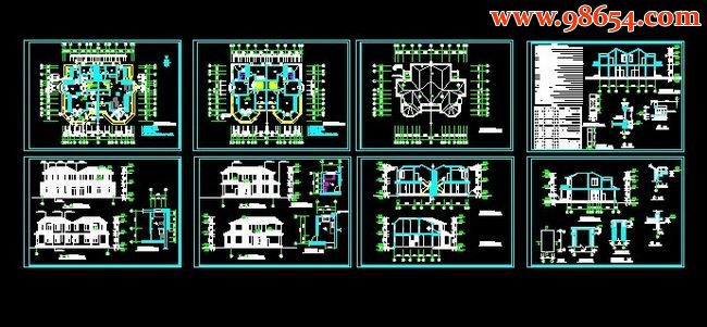 二层联排别墅建施图全套预览图