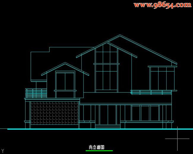 两层4室3厅3卫别墅设计图正立面图