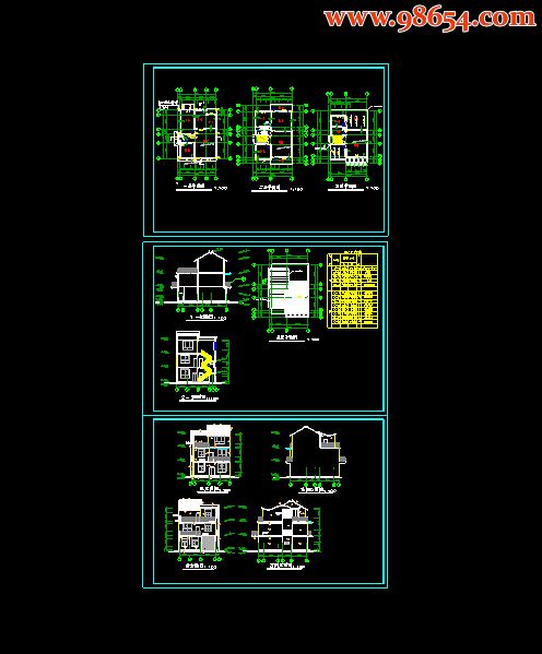 三层自建乡村住宅楼设计图全套预览图