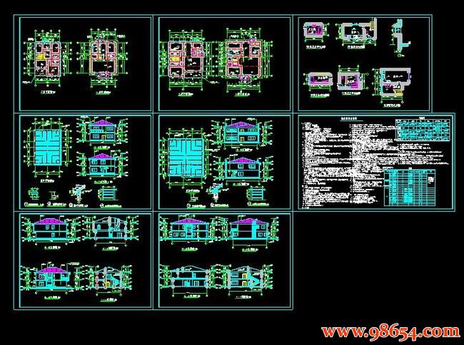 首层面积198平方米2层小型别墅建筑施工图纸全套预览图