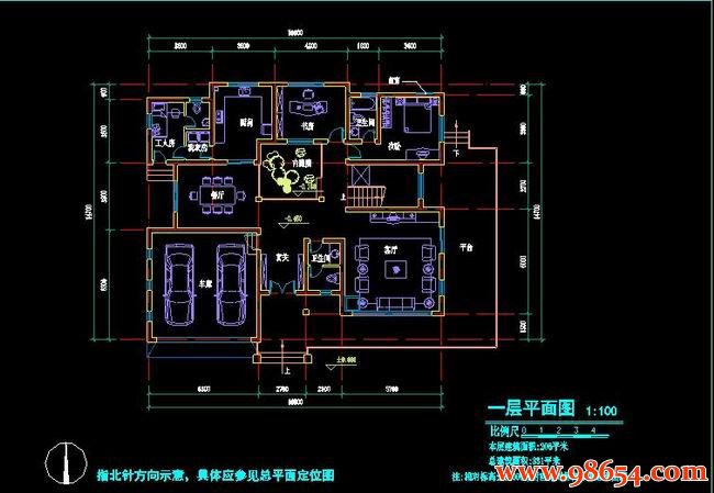 首层面积246平方米2层农村独栋住宅一楼平面图