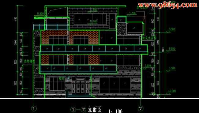 三层8室4厅6卫海山别墅建施正立面图