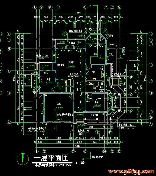 首层面积309平方米2层农村坡屋顶住宅一楼平面图