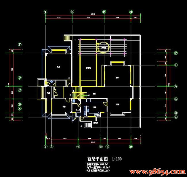 首层面积374平方米2层别墅全套CAD图纸一楼平面图