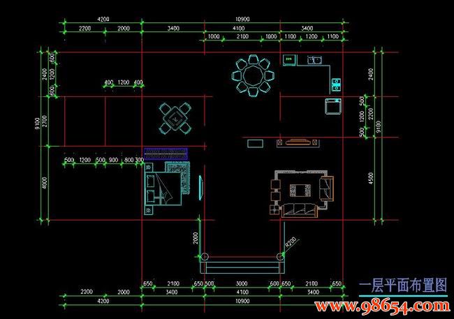 首层面积137平方米2层别墅建筑施工图一楼平面图