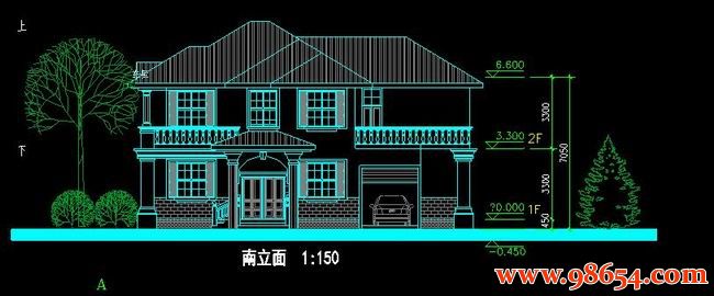 首层面积175平方米2层B4小别墅户型施工图一楼平面图