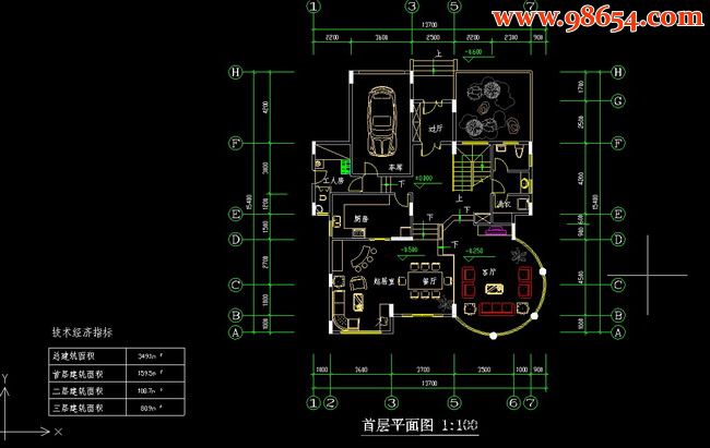 别墅施工图A-03一楼平面图