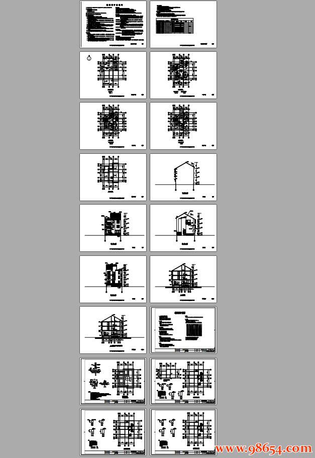 首层面积119平方米3层砖混别墅施工图全套预览图