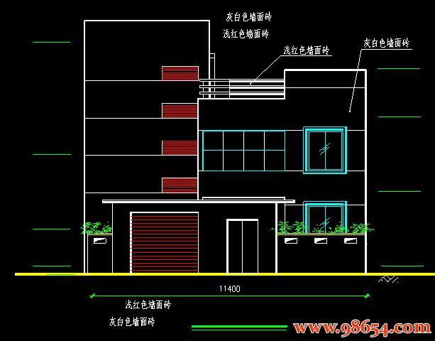 首层面积119平方米2层别墅建筑施工图正立面图