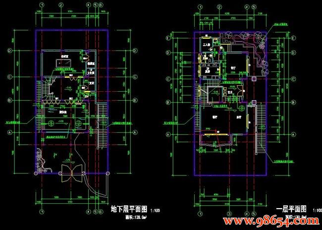 首层面积151平方米4层金湖山庄E5别墅建筑图一楼平面图