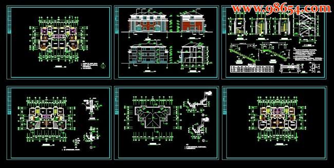 上海某地三层双拼别墅建施图 全套预览图