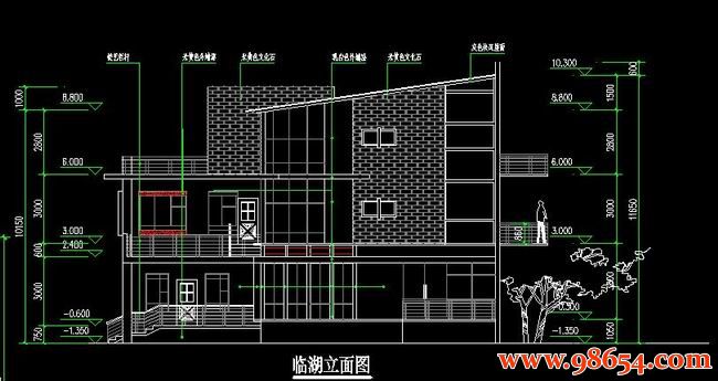 首层面积257平方米3层独栋别墅设计施工图正立面图