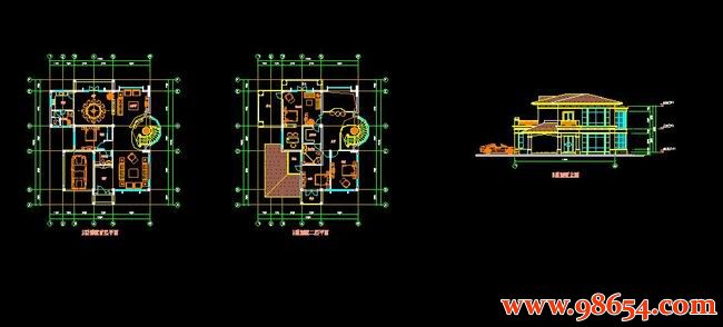 首层面积211平方米2层B型别墅设计施工图全套预览图