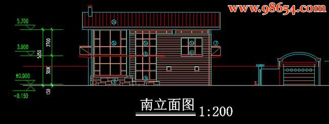 首层168平米2层7号别墅设计方案图正立面图