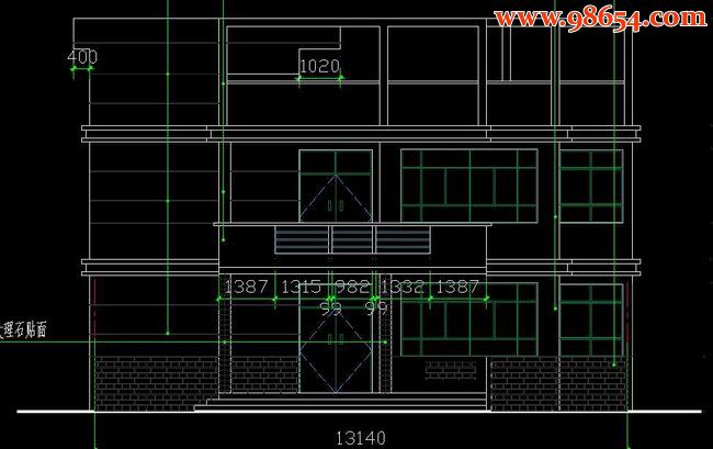 二层新农村简约住宅图纸正立面图