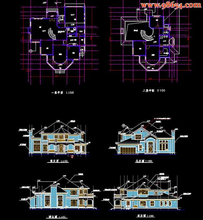 两层4室3厅3卫农村自建住宅施工图全套预览图