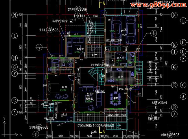 两层433平米全套别墅施工图一楼平面图