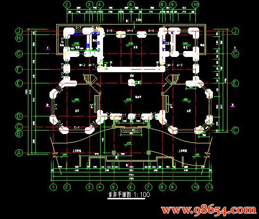 首层面积596平方米3层豪华别墅设计施工图一楼平面图