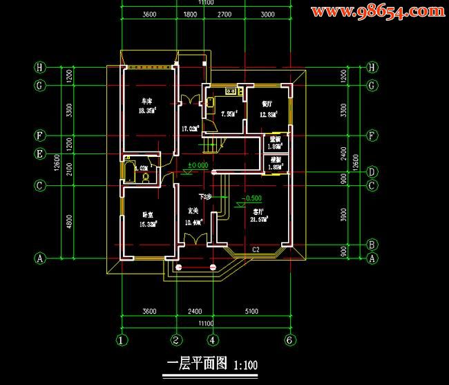 首层136平米2层别墅设计方案图一楼平面图