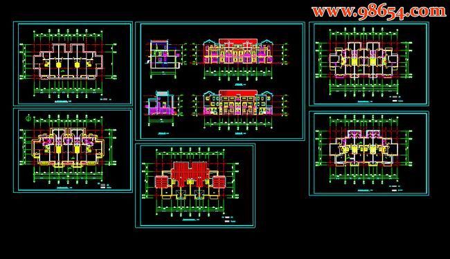 首层面积平米3层联排别墅建筑施工图全套预览图